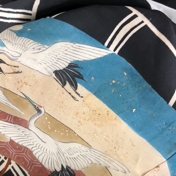 Vintage silk graphic print seagull Kimono robe - Picture 11 of 12